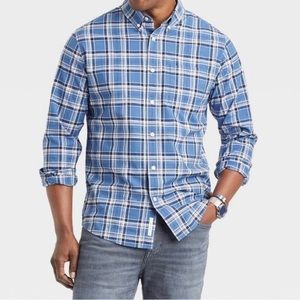 Goodfellow & Co Slim Fit Poplin Long Sleeve Button-Down Shirt Large Blue